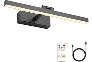 Joosenhouse Wireless Picture Light Battery Operated Gallery Light with Remote Control Rechargeable Wall Lights Black 15.35" Dimmable and Timed Off Wall Sconce Light