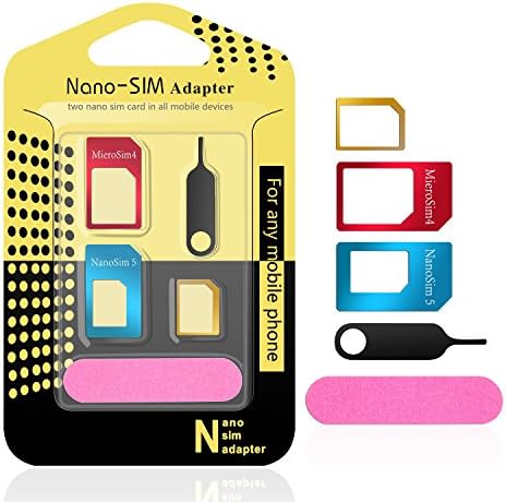 Wostee SIM Card Adapter Made Of Metal /5-in-1 Nano Micro - Standard with Tray Open Needle