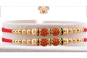 VIBRANT-GUJARAT Rakhi for Brother Rakhi Set of 2 Rudraksha Rakhee Thread Bracelet for Bhai Bhaiya- Indian Rakhi Raksha Bandhan Festival