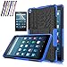 Windrew Hybrid Heavy Duty Armor Protection Cover [Anti Slip] [Built-In Kickstand] Skin Case For Amazon Fire HD 8 Tablet (Previous Generation - 6th 2016) + Screen Protector and Stylus Pen (Blue)