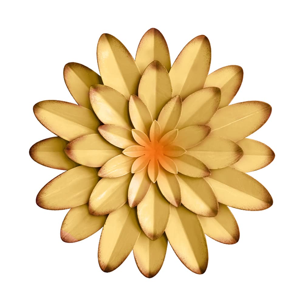Photo 1 of Metal Flowers Wall Decor Indoor Outdoor Metal Wall Art for Farmhouse Home Living Room Bedroom Bathroom Garden Decor – 12 Inch - Yellow