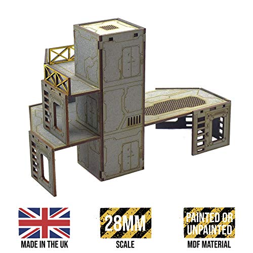 War World Gaming Industry of War Mehrstöckiger Lift-Turm Unbemalt - 28mm Sci-Fi Industriell Tabletop Wargame Gelände… – Bild 3