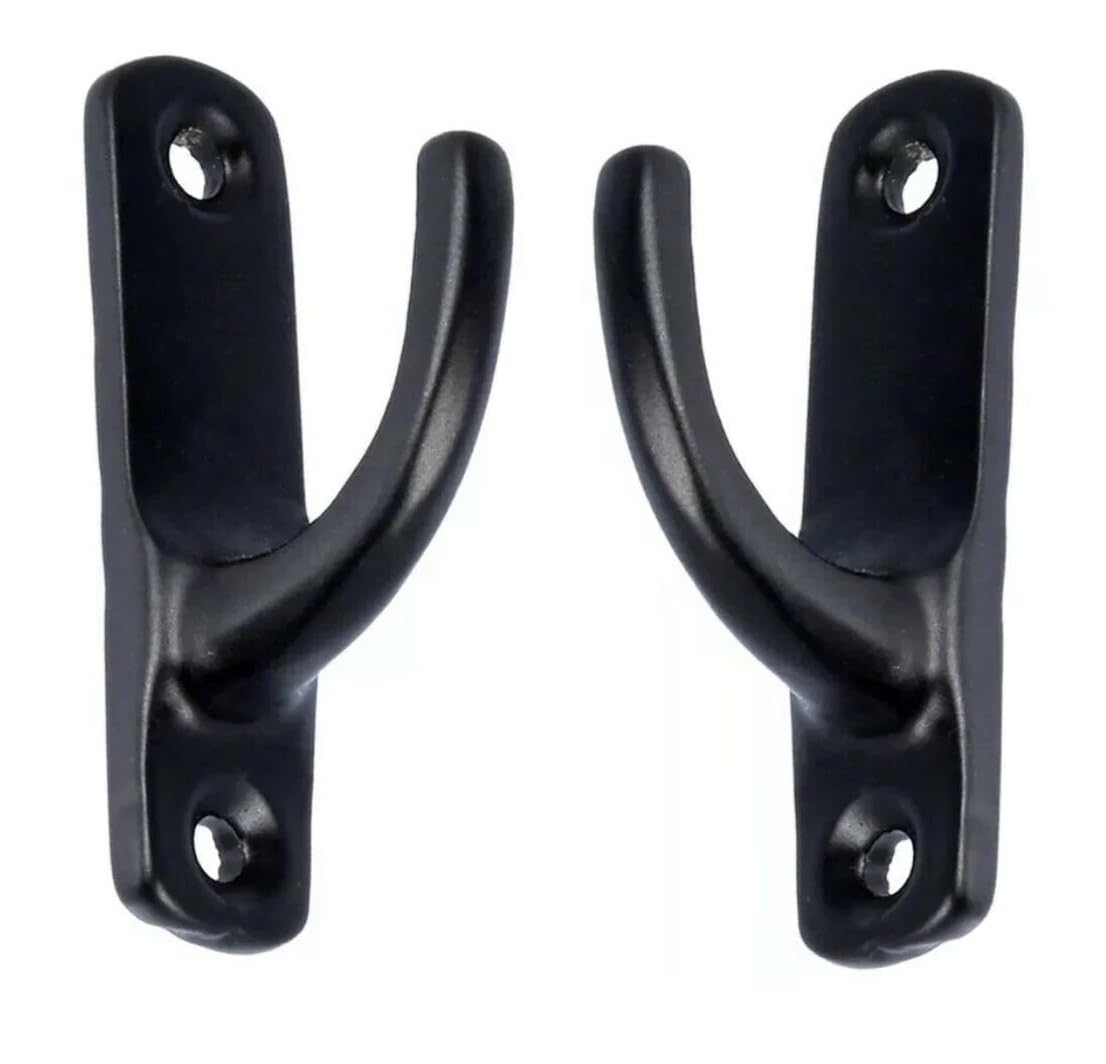 Merriway® BH01636 (2 Pcs) Curtain Drapery Hold Back Tie Back Hooks, 45mm (1.3/4 inch) Black - Pack of 2 Pieces