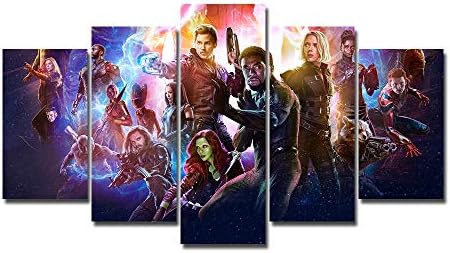LMPTART(TM Framed 60x32 inches 5panels Print Avengers Endgame Marvel Comics Superheroes Movie Poster Canvas Wall Art Painting Gift for Children Kids Decor Home Decor Wall Art Picture Ready to Hang