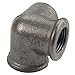 Gimiton 4 Pack 3 Way Pipe Fitting Malleable Iron DN15 1/2 Black Malleable Cast Iron Pipe Tee Fitting Industrial Steel Side Outlet Elbow 3-Way Fitting (DN15 1/2)