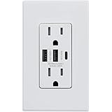 ELEGRP 30W 6.0 Amp 3-Port Type C USB Wall Outlet, Smart Chip High Speed Charging for iPhone, iPad, Samsung, Google, LG, HTC, 