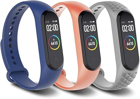 Simpeak Correa Compatible con Xiaomi Mi Smart Band 4 / Mi Band 3 Pulsera Banda [3 Pcs]-Silicona Reloj de Recambio Coloridos Correas Compatible con Mi Band 4 - Azul+Gris+Rosa Naranja: Amazon.es: Deportes