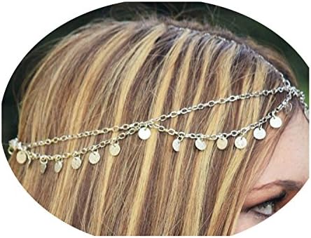 ZeeMoe (Golden) Head Chain for Women and Girls Headpiece Alloy Headbands, Head Chain