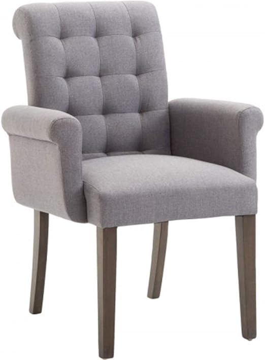 Jingfeng Silla de Comedor de Tela con reposabrazos y Patas de Madera