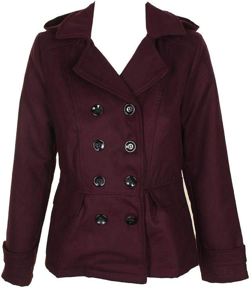 Amazon.com: CELEBRITY Pink Women's Outwear Pea Coat Burgundy: Clothing