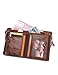 Lareinae Men Genuine Leather Cowhide Zip Wallet Vintage Bifold with Double Zipper Pockets (Brown 1)