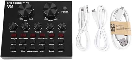 Amazon Co Jp サウンドカード 多機能 ライブサウンドカード Usbオーディオインターフェース インテリジェントボリューム マイク外部 サウンドカード 6種類のサウンドモード 12種類のサウンドエフェクト モニター音量調整 コンデンサーマイク 互換性 ライブ