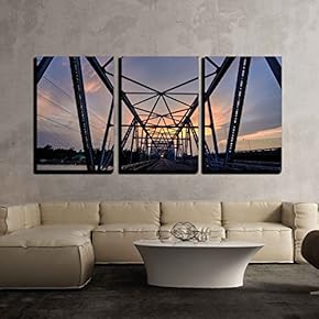 3 Piece Canvas Wall Art - Old Bridge Jullajomklow, Surat Thani, Thailand. - Modern Home Art Stretched and Framed Ready to Hang - 16"x24"x3 Panels