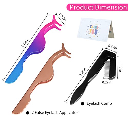 SENXILLER Eyelash Comb Eyelash Tweezers Metal Teeth and Folding, False Eyelash Applicator Tool Extension Tweezers Remover Clip Tweezers Nipper