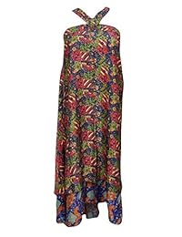 Womens Long Magic Beach Wrap Skirt Silk Reversible Cruise Dress, India Clothing