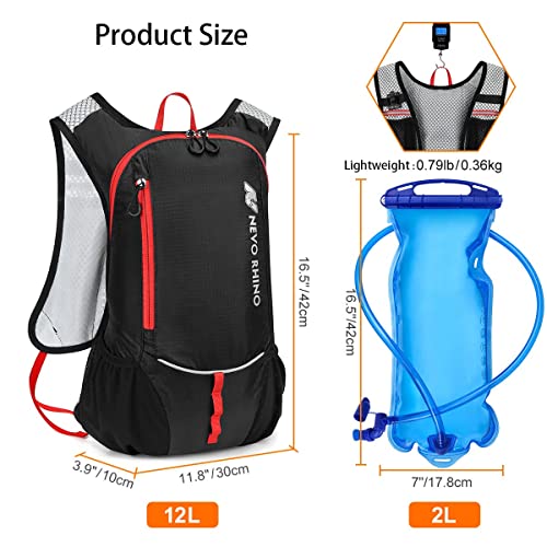 N NEVO RHINO Hydration Backpack, Running Backpack with 2L Water Bladder, Lightweight Hiking