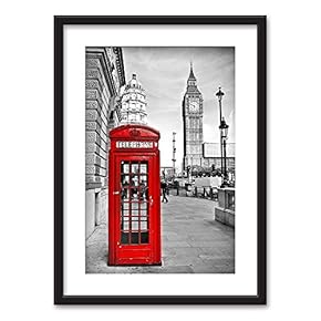 Framed City View Art in Black Picture Frames White Matting