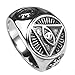 OAKKY Jewelry Men's 316l Stainless Steel Triangle Eye of God Rings, Vintage Size 13