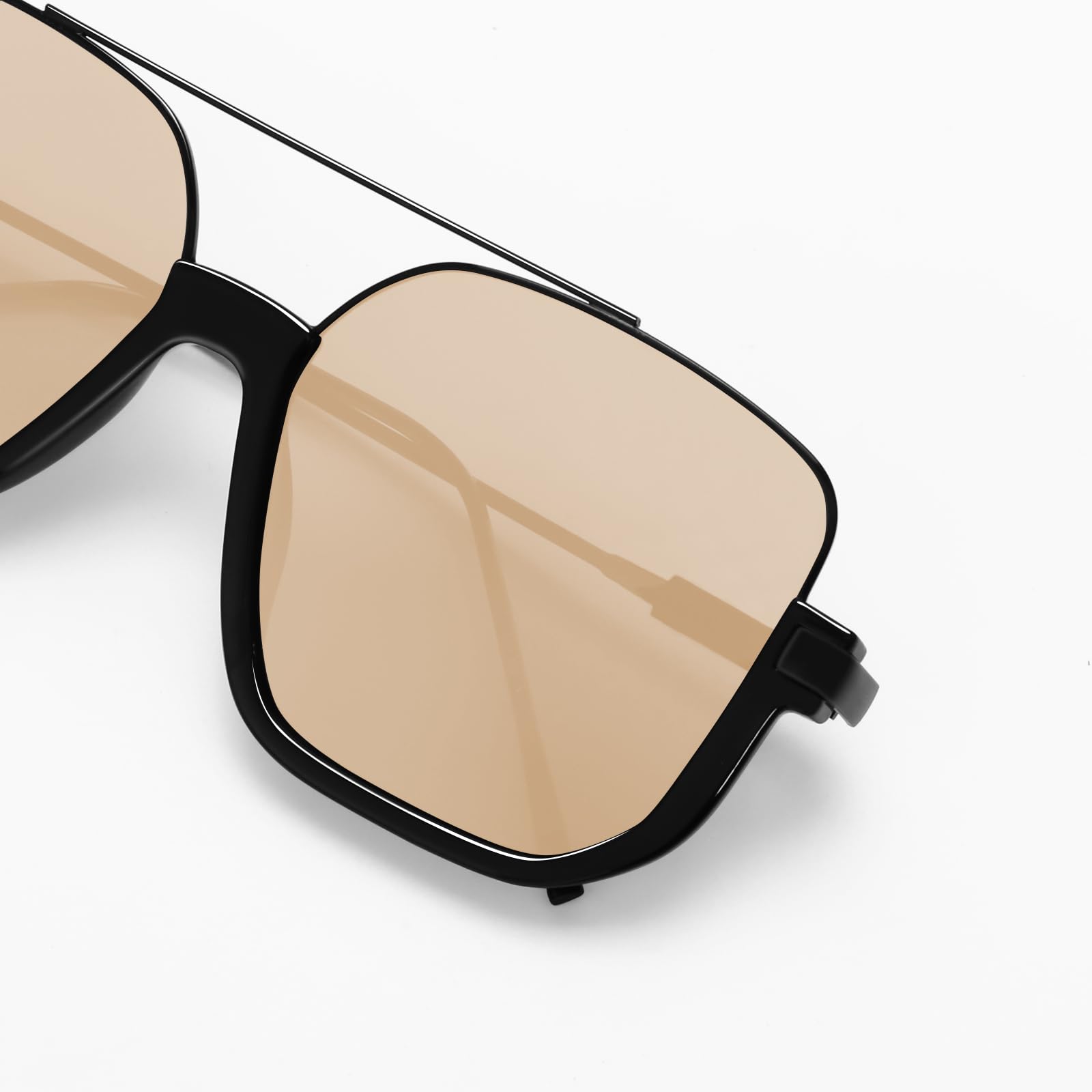 GUVIVI Retro Oversized Aviator Sunglasses for Women Men Square Double Bridge Pilot Sun Glasses 70s Trendy Shades
