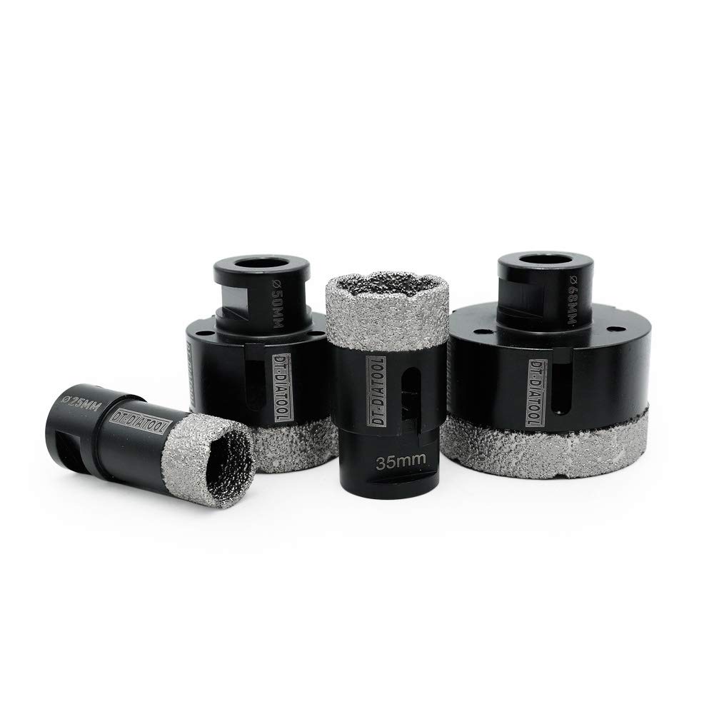 DT-DIATOOL Diamond Drill Bit Set 25/35/50/68mm Hole Saw for Dry Drilling Tile Porcelain Marble Ceramic Granite