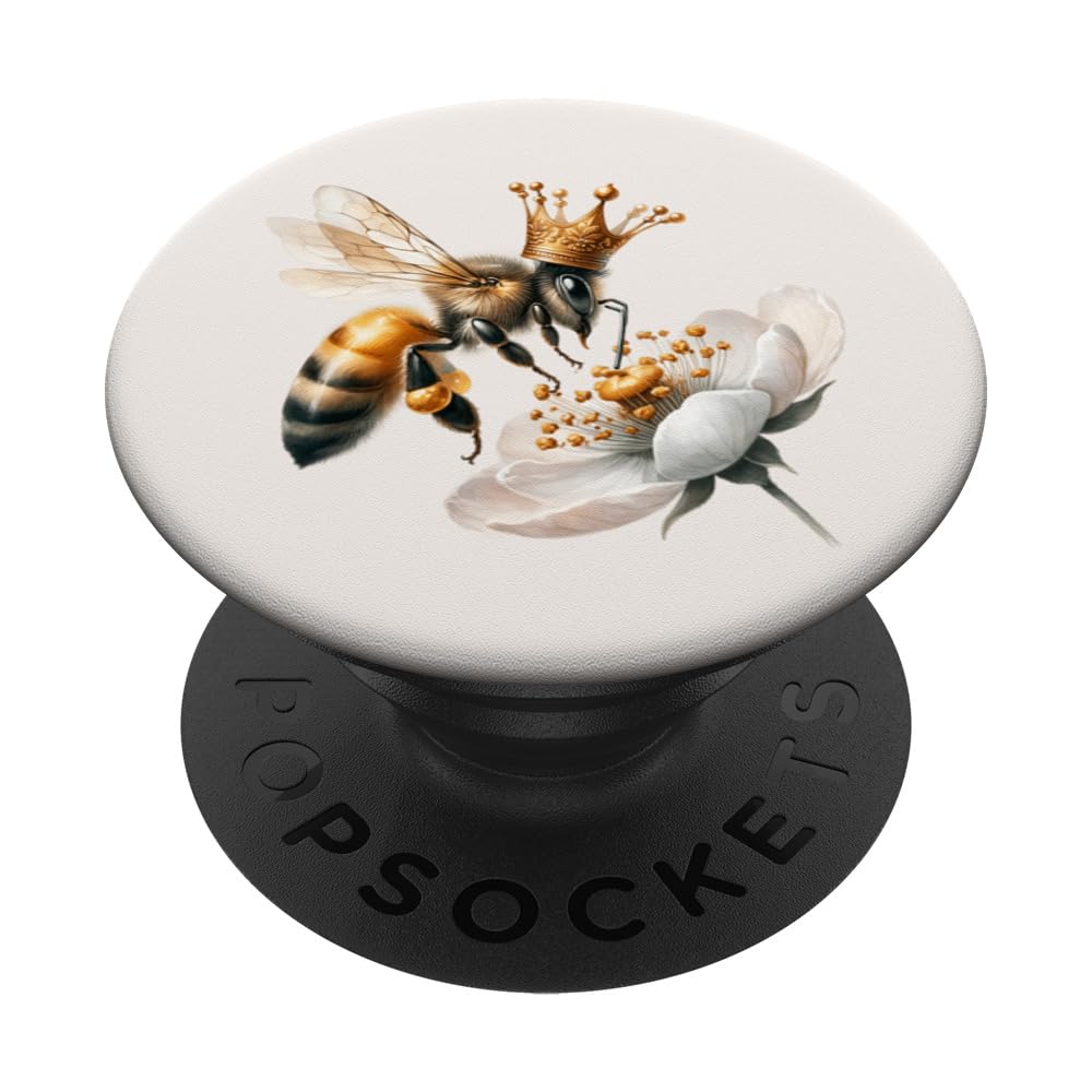 Unique Queen Bee For Women With Bee Crown For Queens Floral PopSockets Adhesive PopGrip