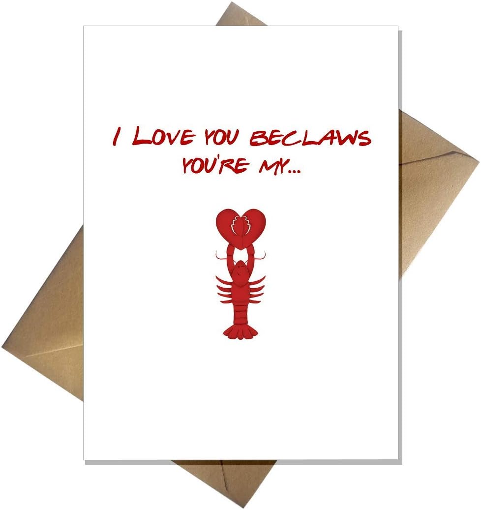 You're My Lobster! Funny Valentines Card, Birthday Card for Him, Wedding Anniversary card for her, Funny Card for Husband