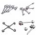 Maggie 1 Pcs Stainless Steel Skull Tongue Bar Bell Ring Body Piercing Jewelry,Black