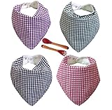 Babies Gifts Stylish-Superior Quality Baby Bandana Drool Bibs with 3 Snaps, Unisex 4-Pack( Purple, Red, Black,Green), Baby Shower Gift for Boys and Girls