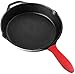 10.25 Inch Pre-Seasoned Cast Iron Skillet with Silicone Hot Handle Holder - Utopia Kitchen