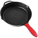 10.25 Inch Pre-Seasoned Cast Iron Skillet with Silicone Hot Handle Holder - Utopia Kitchen