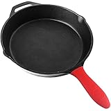 12.5 Inch Pre-Seasoned Cast Iron Skillet with Silicone Hot Handle Holder - Utopia Kitchen