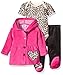 BON BEBE Baby Girls' 3 Piece Set with Velour Jacket Pant and Bodysuit, Leopard Heart, 6-9 Months