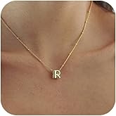 zvcofun Bubble Letter Necklace Gold, Dainty Initial Necklaces for Women 14K Gold Plated Small A to Z Name Necklace Personalized Simple Initial Pendant Cute Choker Necklaces for Women Trendy Jewelry