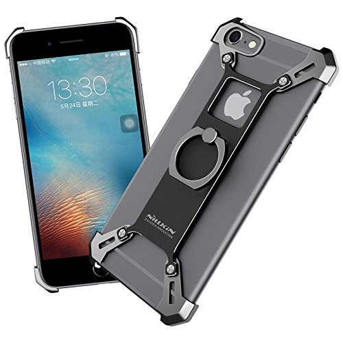 For iPhone 6 6s Case, Nillkin Barde Metal Case [Unique Design] Aircraft grade Aluminum + Zinc Alloy Assembled Metal Bumper Frame Case Back Cover with Ring Kickstand for iPhone 6 4.7