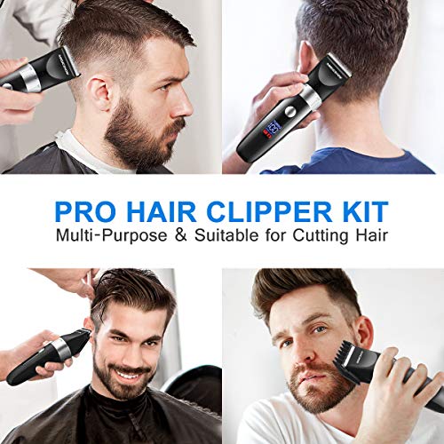 Hair Clippers for men, MIGICSHOW Cordless Hair Trimmer Beard Trimmer professional Hair Cutting Kit Detail Men's Hair Grooming Kit Waterproof LED Display Application of 100-240V