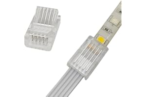 Biantie La 5 Pin 10mm LED Strip to Wire Connector rgbw Unwired Clips Solderless Adapter Terminal Extension Connection for Multicolor LED Strip Lights 12V 24V (Pack of 10)