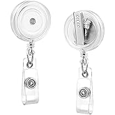 DiDiSTAR 12 Pack Bulk-Retractable ID Badge Holder Reel Clip with 360 Swivel Alligator & Reinforced Vinyl Strap-Great for Name Tag Badge Holder Office School Hospital D.I.Y Crafts (Translucent Clear)