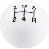 Abfer Ball Shift Knob 5 Speed Round Gear Stick Shifter Knobs Car Shifting Lever Handle Transmission Fit for Most Automatic Manual Vehicles (White)