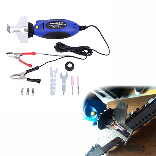 PanelTech 12V DC 55W Electric Chainsaw Sharpener Kit Mini Handheld Portable Sharp Chain Saw Blade Grinder 25000 RPM File Pro Tools Set