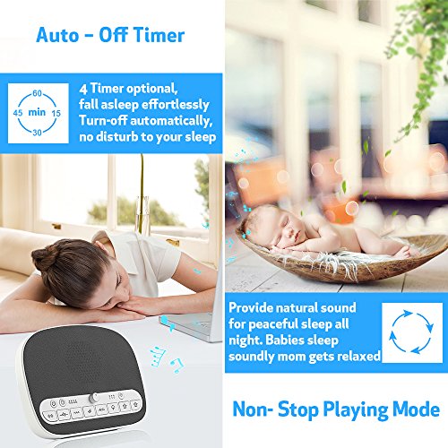Sound Machine Sleep Therapy, White Noise Machine with Night Light for Sleeping, Adult, Baby, Office Privacy, 4 Timers, 8 Natural Smoothing Music, USB Output Portable Sound Machine Traveler