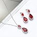 Lavencious Teardrop Ruby Dangle Jewelry Set Necklace & Earrings Trendy AAA Cubic Zirconia for Women (Red)