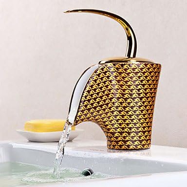 Vintage latón pulido un agujero cascada grifo mezclador Bimando para