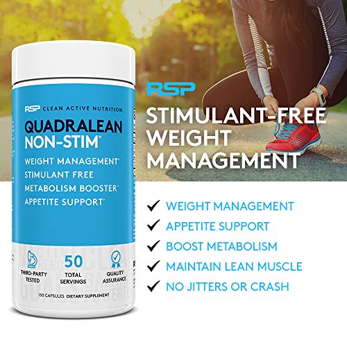 RSP QuadraLean - Stimulant Free Weight Management, Metabolism Booster, Energy & Appetite Support - CLA, L-Carnitine, Green Tea Extract, Non-Stim Formula, 50 Serv (Packaging May Vary)