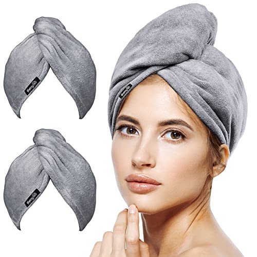 Microfiber Hair Towel Wrap POPCHOSE Ultra Absorbent, Fast Drying Hair