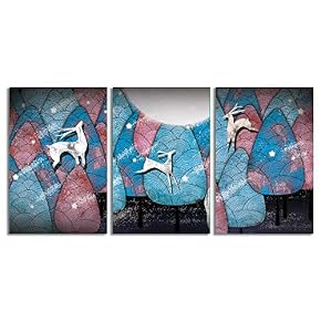 NWT Canvas Wall Art Abstract Deer in Forest...