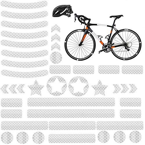 YIKEF Reflective Stickers, 42 Pcs Silver Reflective Decals for Motorcycle, Helmets, Bicycles, Strollers, Wheelchairs (3 Pack) (Silver)