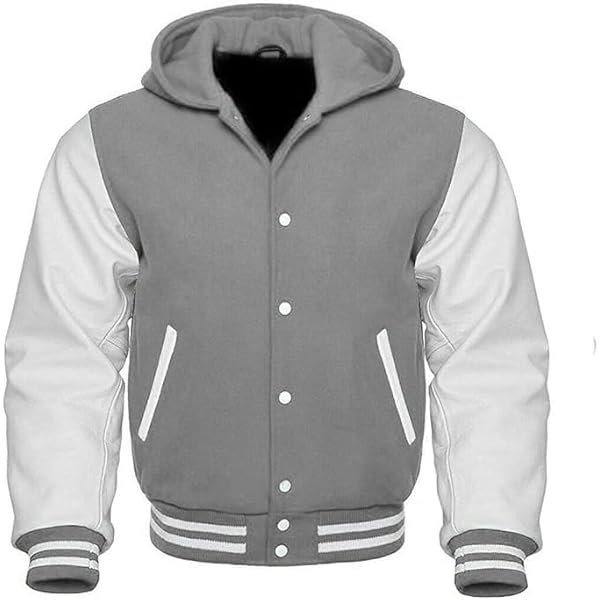 Letterman Baseball School College Varsity Jacket In Gray Wool