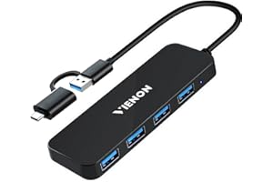 VIENON USB C to USB 3.0 Hub with 4 USB Ports USB Splitter for MacBook, Mac Pro/Mini, iMac, Ps4, PS5, Surface Pro,Flash Drive, Samsung and More
