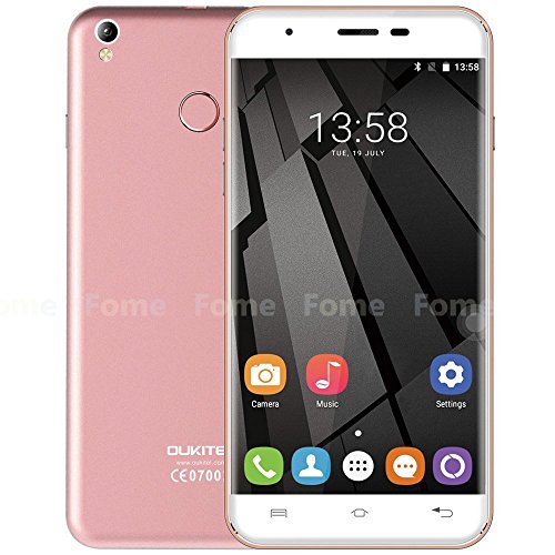 Oukitel U7 Plus - 5.5 pulgadas HD Android 6.0 4G teléfono inteligente de cuatro núcleos a 1,3 GHz 2 GB de RAM 16 GB de ROM de la huella digital GPS Dual SIM 13 MP - Oro rosa
