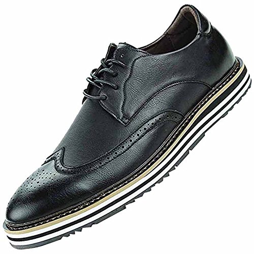 Odema Men's Classic Leather Oxford Wingtip Lace Up Dress Shoes Bridegroom Oxfords Black US6.5 US7 - Image 3